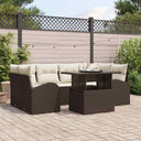 vidaXL Tuinbank Set met kussen met opslag 7 pcs Zwart Poly Riet