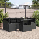 vidaXL Tuinbank Set met kussen met opslag 7 pcs Zwart Poly Riet