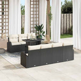 vidaXL Garden Bench Set with Cushion and Storage 8 pcs Black Poly Rattan
