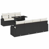 vidaXL Garden Bench Set with Cushion and Storage 8 pcs Black Poly Rattan