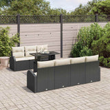 vidaXL Garden Bench Set with Cushion and Storage 8 pcs Black Poly Rattan
