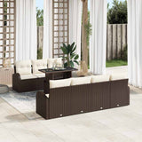 vidaXL Garden Bench Set with Cushion and Storage 8 pcs Black Poly Rattan