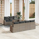 vidaXL Garden Bench Set with Cushion and Storage 8 pcs Black Poly Rattan