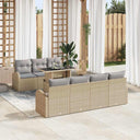 vidaXL Garden Bench Set with Cushion and Storage 8 pcs Black Poly Rattan