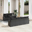 vidaXL Garden Bench Set with Cushion and Storage 8 pcs Black Poly Rattan