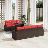 vidaXL Tuinbank Set met kussen met opslag 8 pcs Bruin Poly Riet