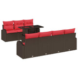 vidaXL Tuinbank Set met kussen met opslag 8 pcs Bruin Poly Riet