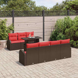 vidaXL Tuinbank Set met kussen met opslag 8 pcs Bruin Poly Riet