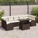 vidaXL Tuinbank Set met kussen met opslag 8 pcs Zwart Poly Riet