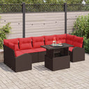 vidaXL Tuinbank Set met kussen met opslag 8 pcs Bruin Poly Riet