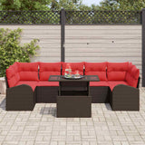 vidaXL Tuinbank Set met kussen met opslag 8 pcs Bruin Poly Riet
