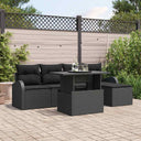 vidaXL Tuinbank Set met kussen met opslag 6 pcs Zwart Poly rattan