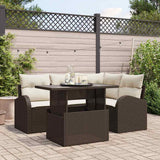 vidaXL Tuinbank Set met kussen met opslag 5 pcs Zwart Poly rattan