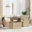vidaXL Tuinbank Set met kussen met opslag 5 pcs Zwart Poly rattan