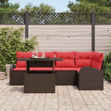 vidaXL Tuinbank Set met kussen met opslag 6 pcs Bruin Poly rattan