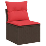 vidaXL Tuinbank Set met kussen met opslag 6 pcs Bruin Poly rattan
