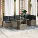 vidaXL Tuinbank Set met kussen met opslag 7 pcs Zwart Poly rattan