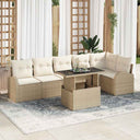 vidaXL Tuinbank Set met kussen met opslag 7 pcs Zwart Poly rattan
