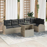 vidaXL Tuinbank Set met kussen met opslag 7 pcs Zwart Poly rattan