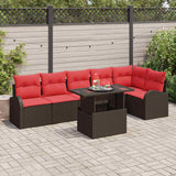 vidaXL Tuinbank Set met kussen met opslag 7 pcs Bruin Poly rattan