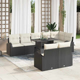 vidaXL Tuinbank Set met opslag 9 pcs Zwart Poly rattan