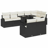 vidaXL Tuinbank Set met opslag 9 pcs Zwart Poly rattan