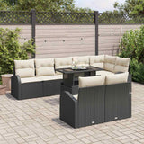 vidaXL Tuinbank Set met opslag 9 pcs Zwart Poly rattan