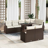 vidaXL Tuinbank Set met opslag 9 pcs Zwart Poly rattan