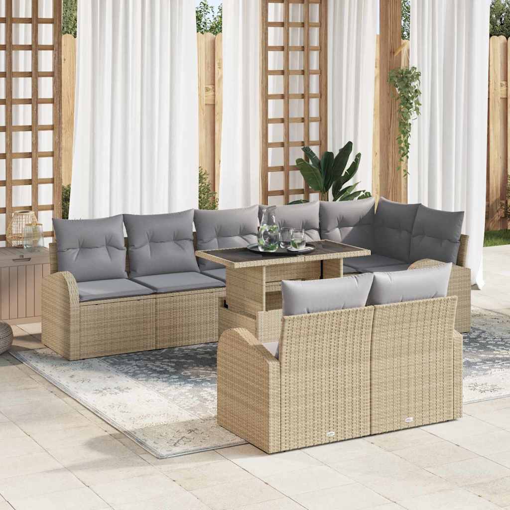 vidaXL Tuinbank Set met opslag 9 pcs Zwart Poly rattan