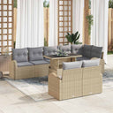 vidaXL Tuinbank Set met opslag 9 pcs Zwart Poly rattan