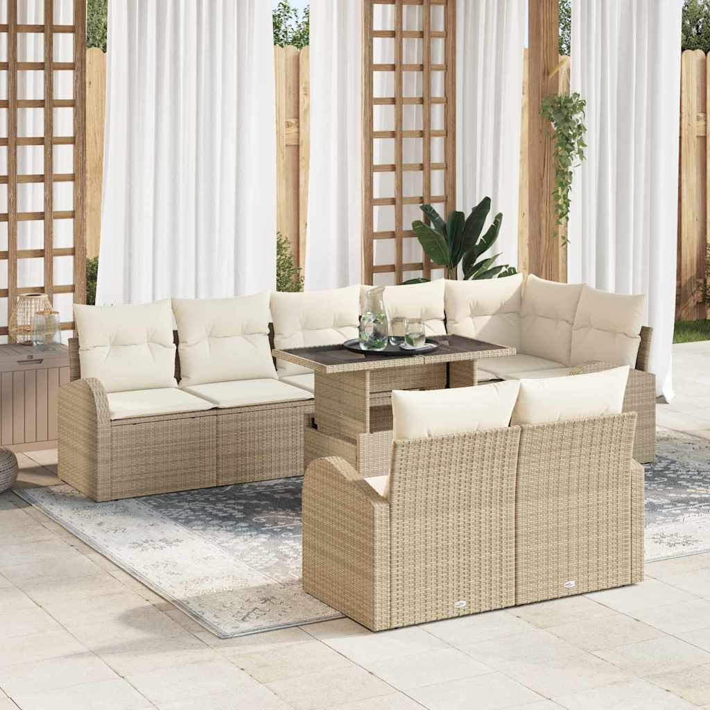 vidaXL Tuinbank Set met opslag 9 pcs Zwart Poly rattan