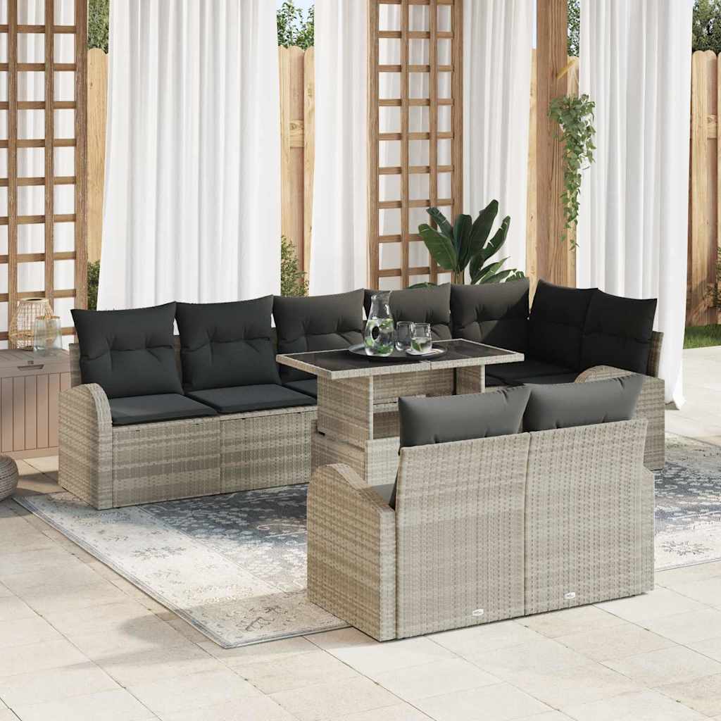 vidaXL Tuinbank Set met opslag 9 pcs Zwart Poly rattan
