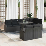 vidaXL Tuinbank Set met opslag 9 pcs Zwart Poly rattan