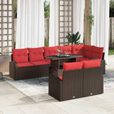 vidaXL Tuinbank Set met opslag 9 pcs Bruin Poly rattan