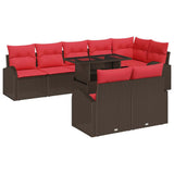 vidaXL Tuinbank Set met opslag 9 pcs Bruin Poly rattan