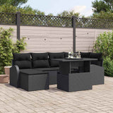 vidaXL Tuinbank Set met opslag 7 pcs Zwart Poly rattan