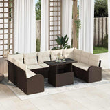 vidaXL Tuinbank Set met kussen met opslag 10 pcs Zwart Poly rattan