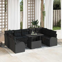 vidaXL Tuinbank Set met kussen met opslag 10 pcs Zwart Poly rattan