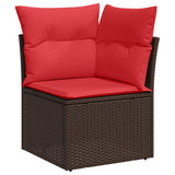 vidaXL Tuinbank Set met kussen met opslag 10 pcs Bruin Poly rattan