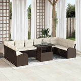 vidaXL Tuinbank Set met kussen met opslag 11 pcs Zwart Poly rattan