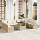 vidaXL Tuinbank Set met kussen met opslag 11 pcs Zwart Poly rattan