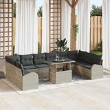 vidaXL Tuinbank Set met kussen met opslag 11 pcs Zwart Poly rattan