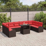 vidaXL Outdoor Lounge Set with Storage Cushion 11 pcs Brown Poly Rattan