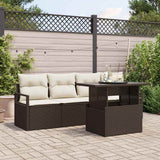 vidaXL Tuinbank Set met opslag 5 pcs Zwart Poly rattan