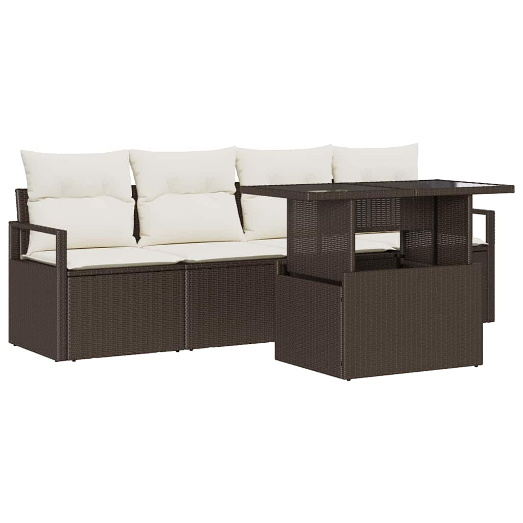 vidaXL Tuinbank Set met opslag 5 pcs Zwart Poly rattan