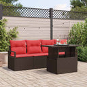 vidaXL Tuinbank Set met opslag 5 pcs Bruin Poly rattan