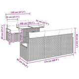 vidaXL Tuinbank Set met kussen met opslag 6 pcs Zwart Poly rattan