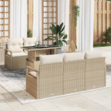vidaXL Tuinbank Set met kussen met opslag 6 pcs Zwart Poly rattan