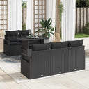 vidaXL Tuinbank Set met kussen met opslag 6 pcs Zwart Poly rattan