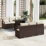 vidaXL Tuinbank Set met kussen met opslag 7 pcs Zwart Poly rattan